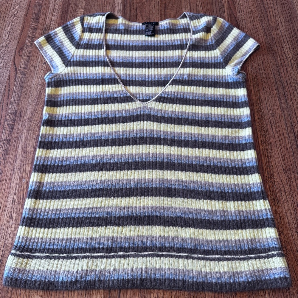 Theory V Neck Wool Cashmere Blend Sweater Size Large